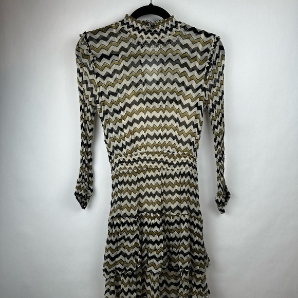 HD In Paris Anthropologie Sierade Zigzag Mini Ruffle Smocked Dress A| US Size 6 - Picture 3 of 11